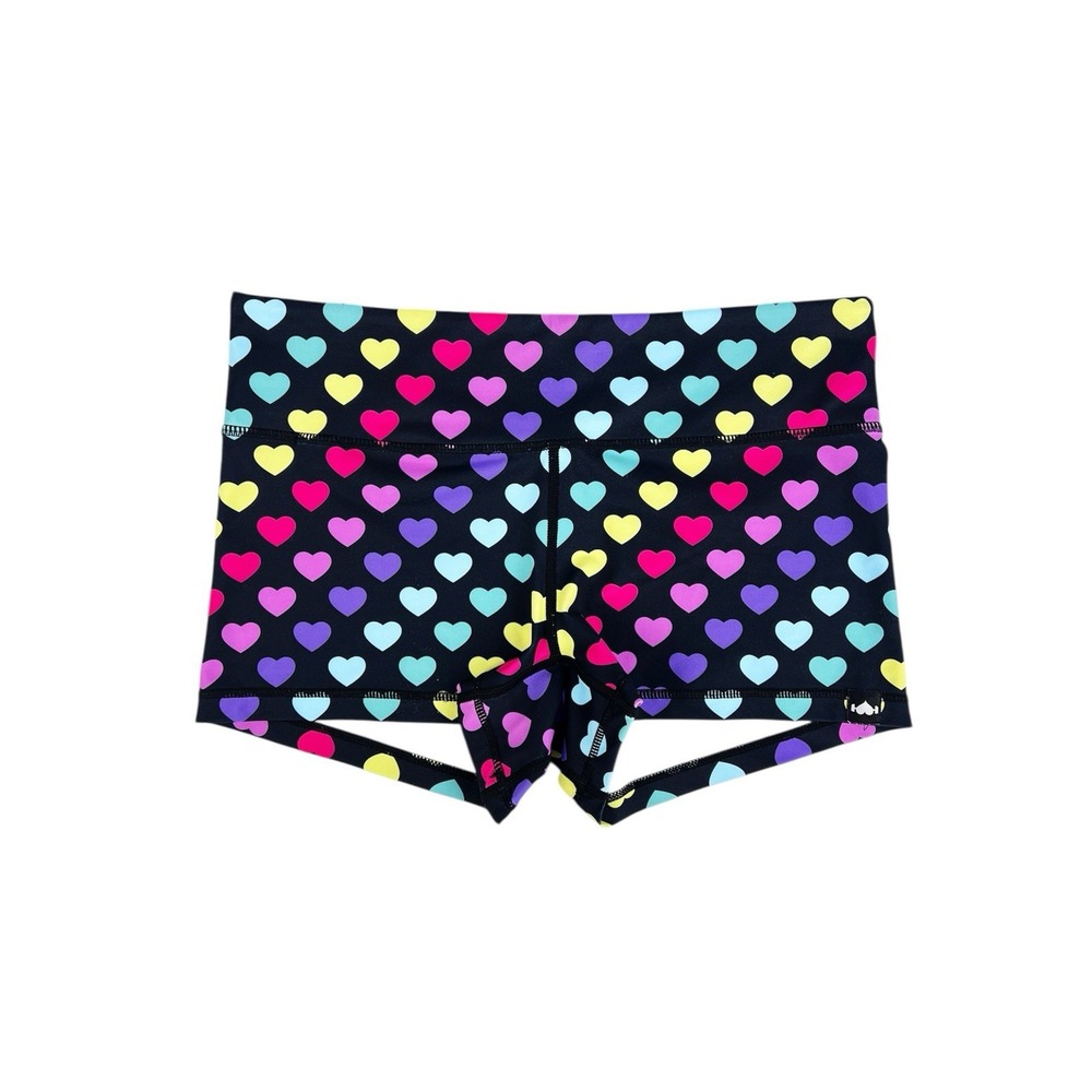 Wodbottom Black Rainbow Hearts Shorts 2.5" CrossFit Size Medium